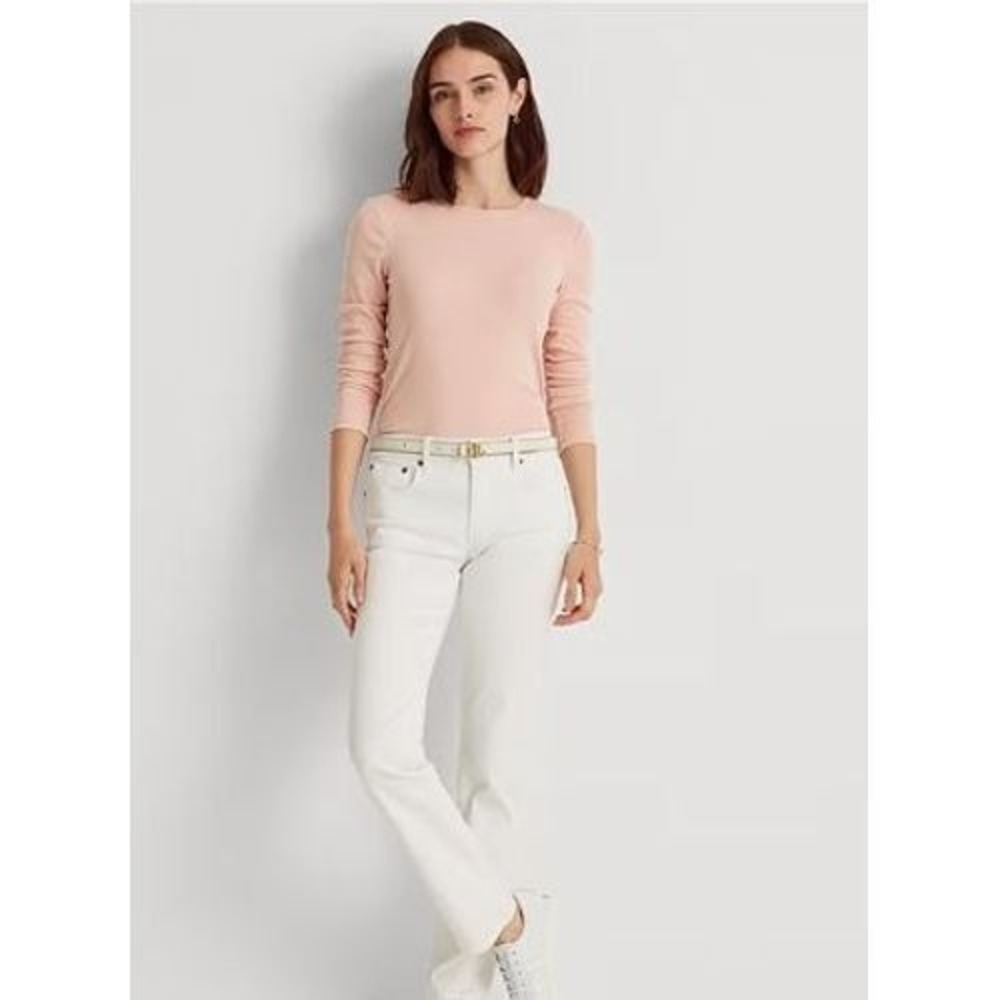 Lauren Ralph Lauren Long sleeve stretch cotton T shirt Pale Rose Black Label 1X